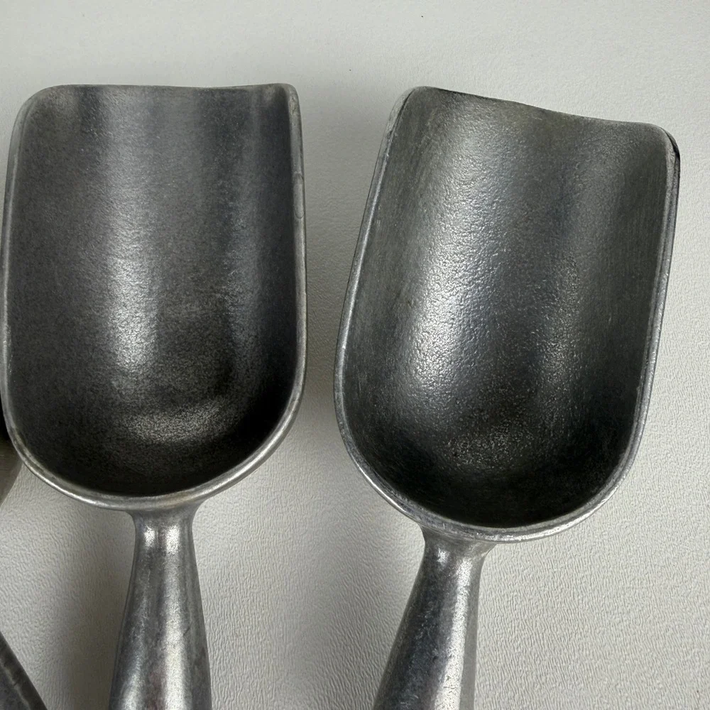 Aluminum Utility Scoops Set of 3 Cast Metal Industrial Kitchenware